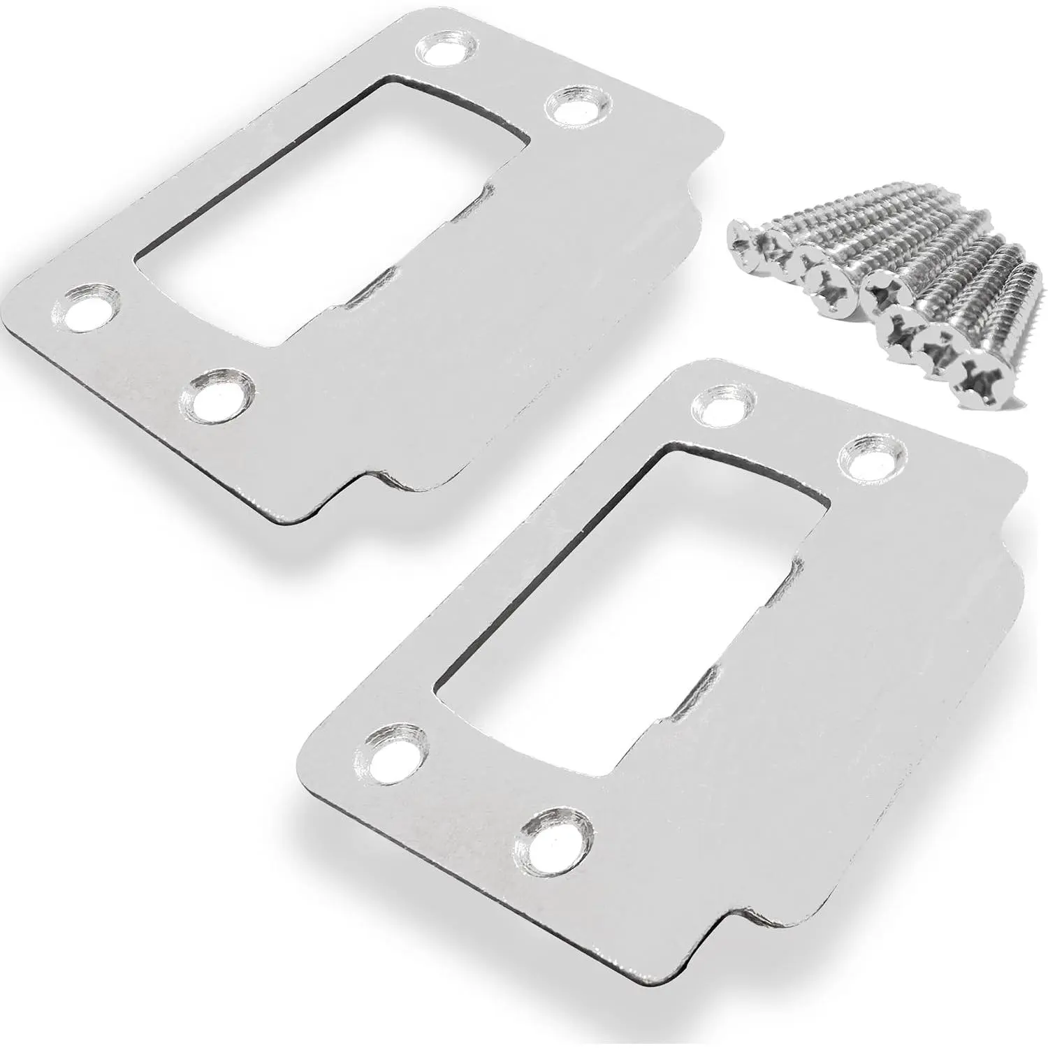 2-1/4" x 1-3/4" latch plate for door lock repair, suitable for doors, 2-piece universal door lock hardware, comes with 1inch long screws (satin nickel color)