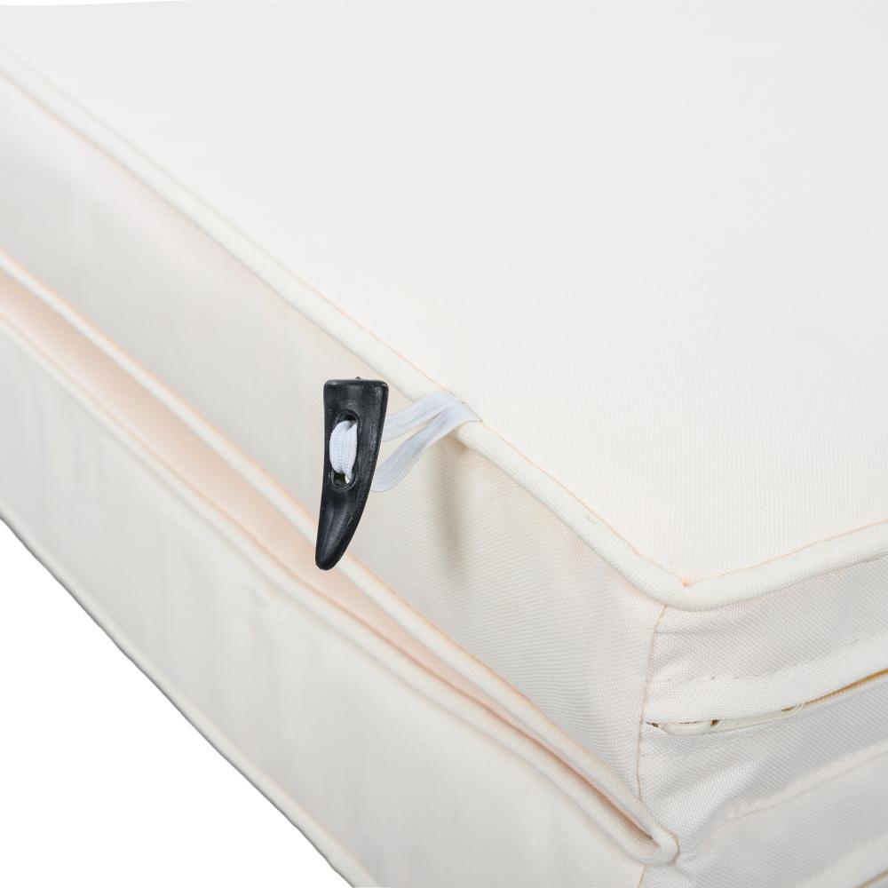 Outdoor steel-frame sun loungers with adjustable backrests; double patio sunbeds featuring hidden side tables and curved armrests; ideal for patios, pool decks, gardens, backyards, and other outdoor spaces