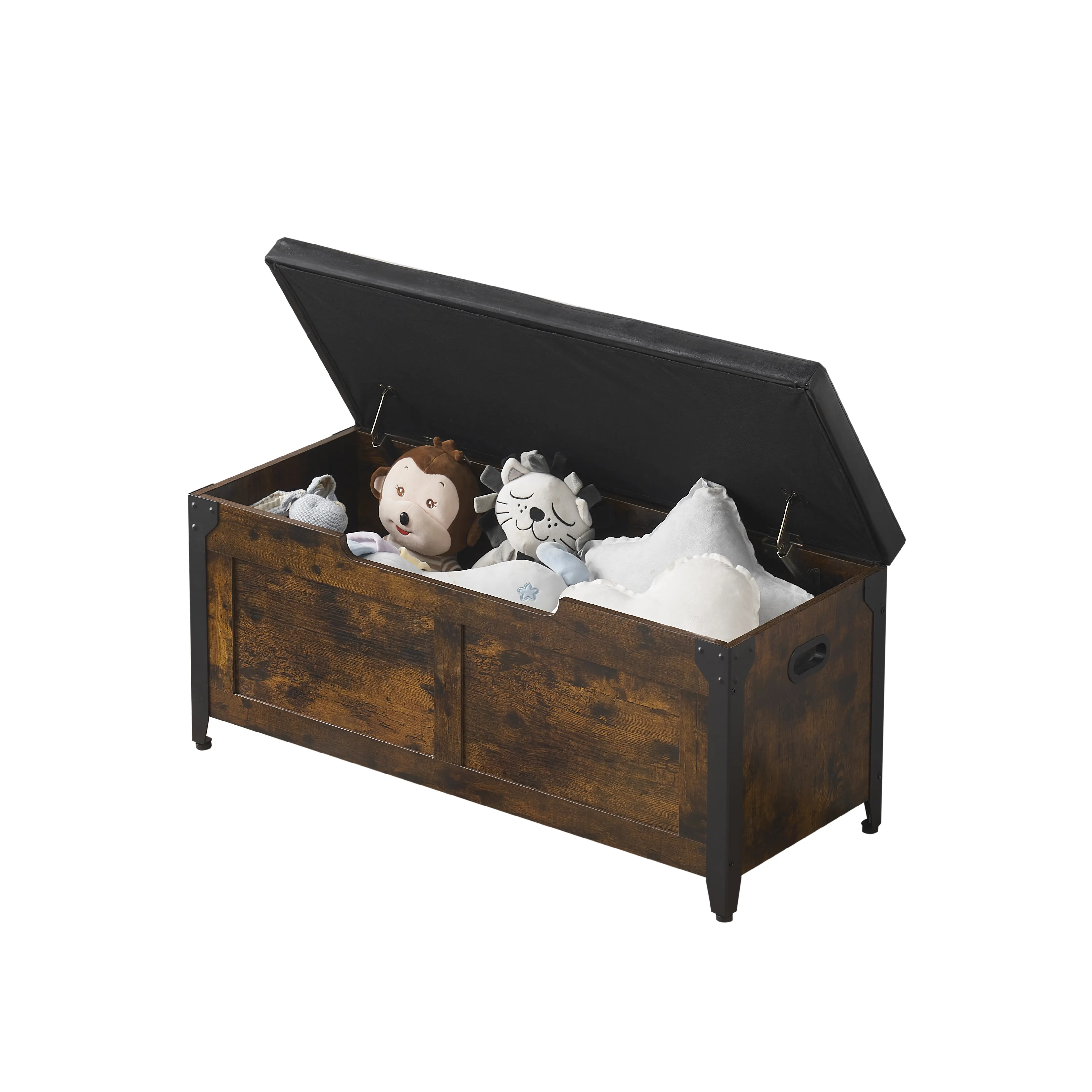 Storage Chest, Wooden Storage Trunk with 2 Safety Hinges, Farmhouse Style Shoe Bench, 300 Lbs Retro Toy Box for Entryway, Bedroom, Living Room, Vintage  Two  Size