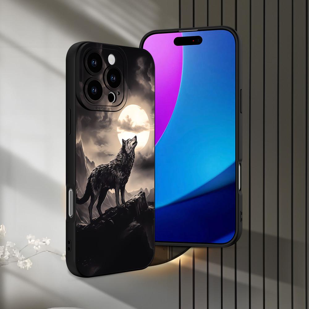 creative wolf howl pattern phone case for iPhone 16/15/14/13/12/XS/ Plus/Pro/Max/Mini - stylish design suitable for both men and women, perfect gift for friends, family, boyfriend or girlfriend