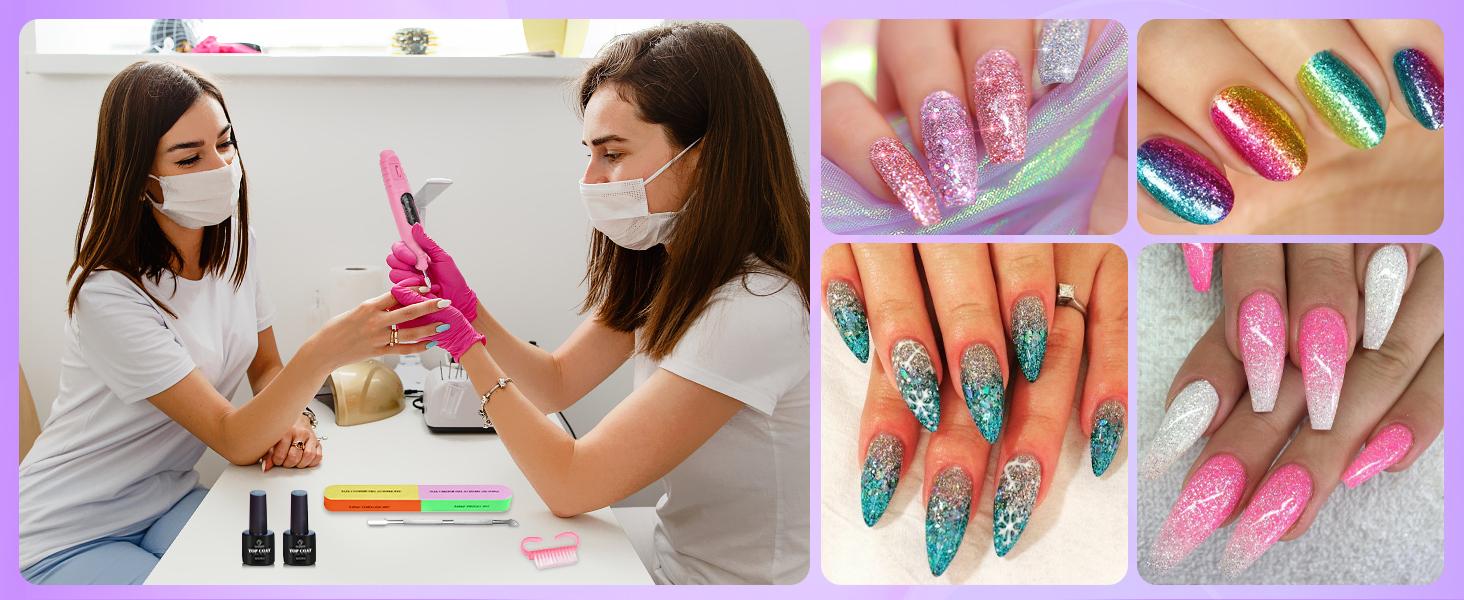 Professional Acrylic Nail Kit for Beginners - 42 Colors Glitter Powder, Liquid, UV Light, Drill, Practice Finger Nail Bag Organizer Case