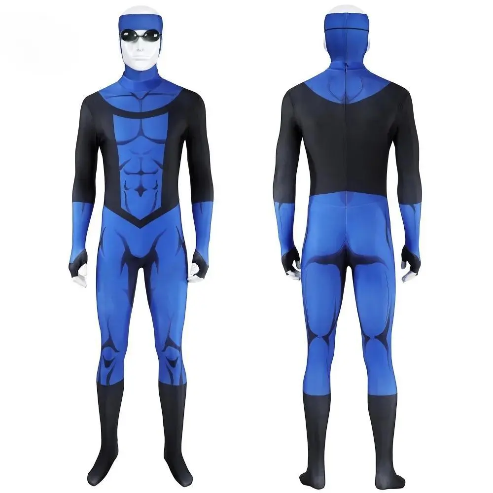 Mark Grayson Invincible Season 3 Cosplay Set, Custom-Made Blue Elastic 3D Printed Zentai Suit with Mask for Halloween
