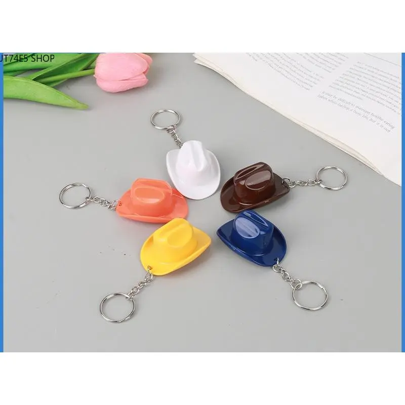 ABS Plastic Cartoon Cowboy Hat Bottle Opener Keychain, Portable Mini Advertising Souvenir Small Gift