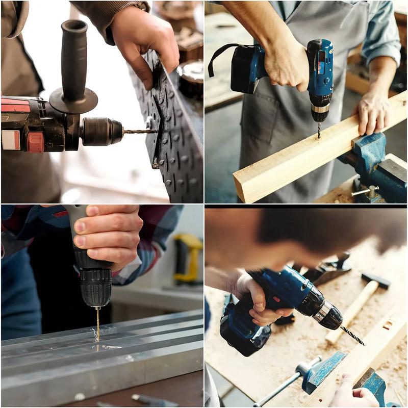 High-Speed Steel Titanium-Plated Drill Bit Tool Set, 99pcs/set Straight Shank Twist Drill Bit Kit, Woodworking Drill Bit Set