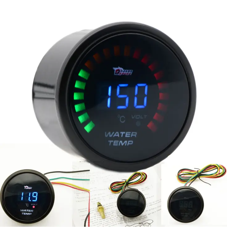 2" 52MM Colorful LED Digital Voltmeter Water Temp Temperature Gauge Meter Auto