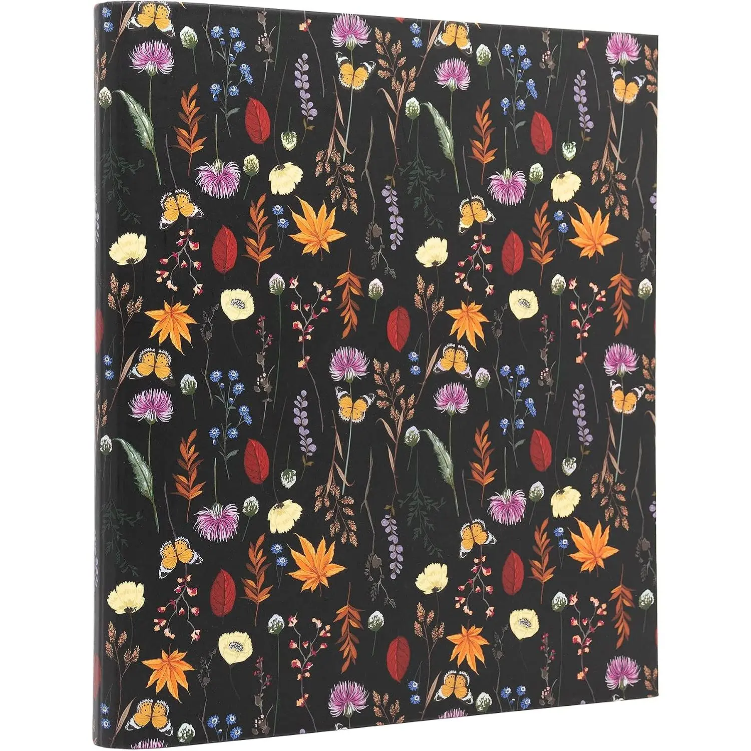 Bloom A4 Preloaded 3-Ring Binder - Floral Pattern Holographic Foil Black - Preloaded 5-Part Dividers - Personal Details/Planner Pages - Standard 3-Ring Mechanism - Organize Info for School/Work, Preloaded Dividers