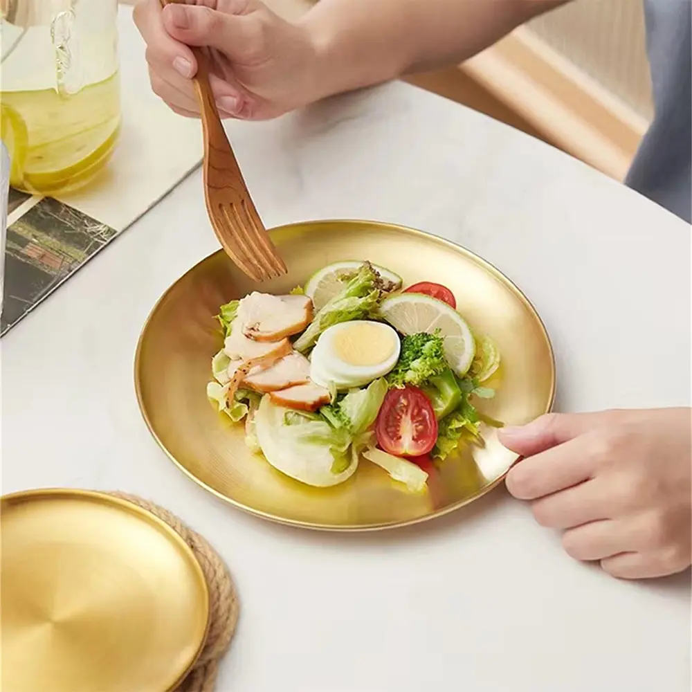 Korean Single Layer BBQ Tray, Thickened Stainless Steel Dessert Plate, Sweet Dish, Korean BBQ Dish, Durable and Stylish Design