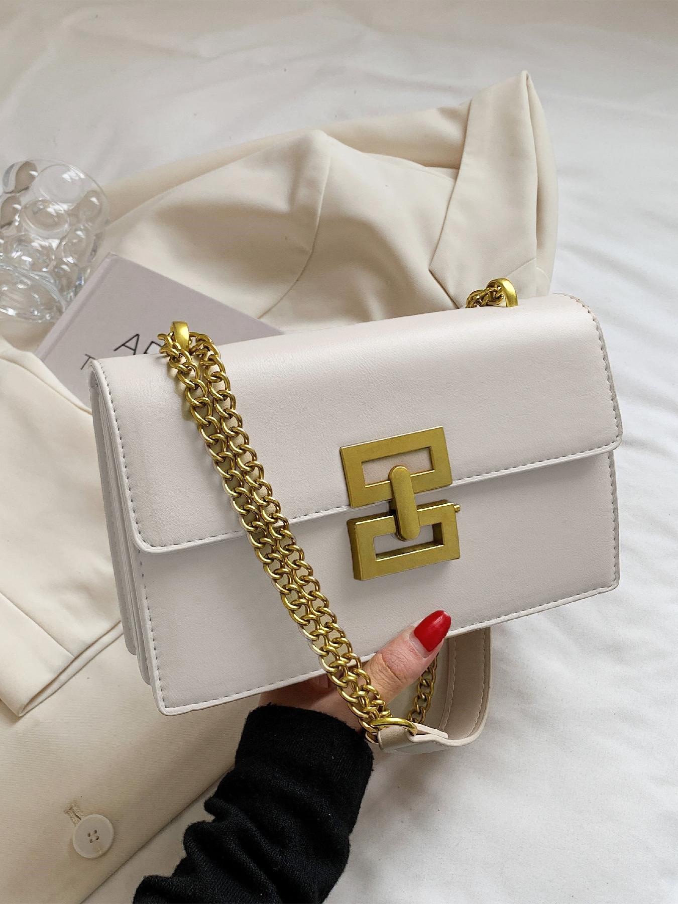 Fashion Chain Strap Quilted Pu Leather Square Bag, Simple Plain Rhombus Embossed Fashionable Crossbody Bag, with Adjustable Shoulder Strap, Daily Commuting for Women, Handbag Shoulder Bag