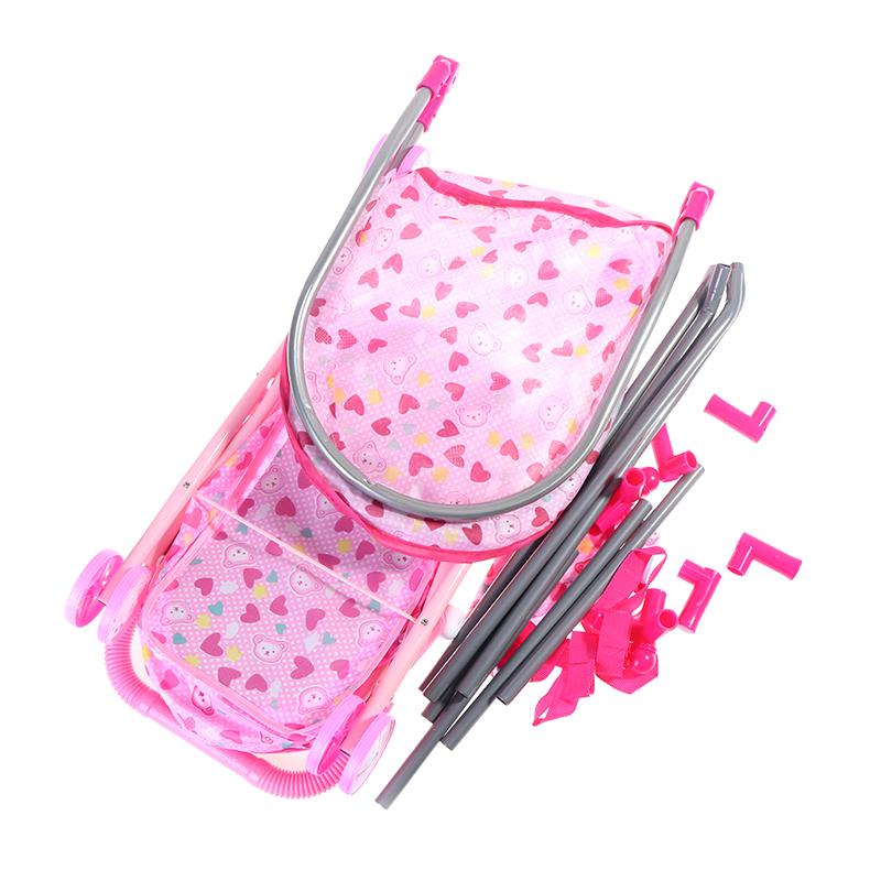Simulation Doll Stroller Set Pink Baby Stroller Pretend Play Toys Rocking Chairs Swing Bed Dining Chair Doll House Accessories