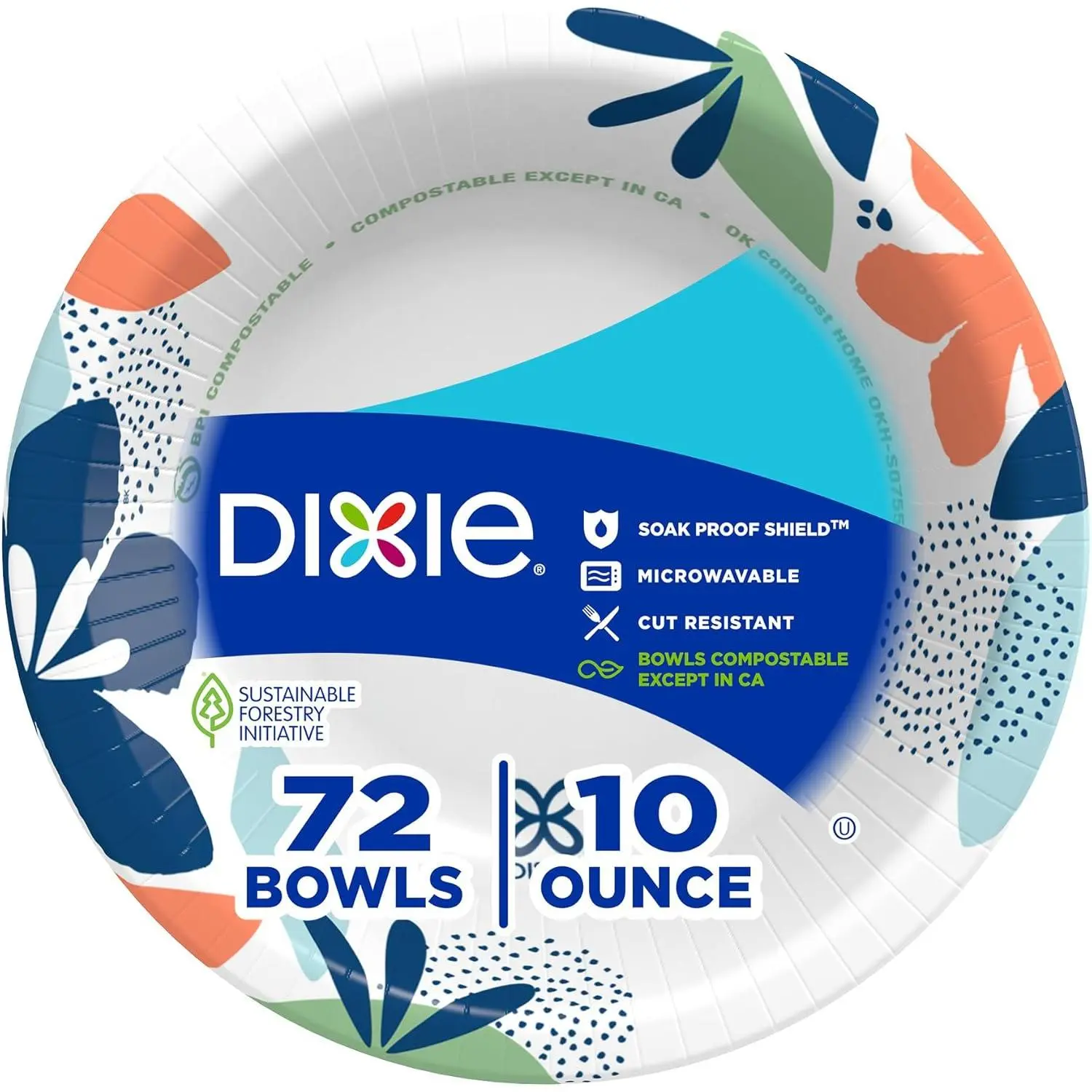 Disposable Small Paper Bowls Pack - 10 Oz, 72 Count, Microwave-Safe, Soak-Proof Disposable Tableware Set for Snacks, Party Use, Light Meals, Composable