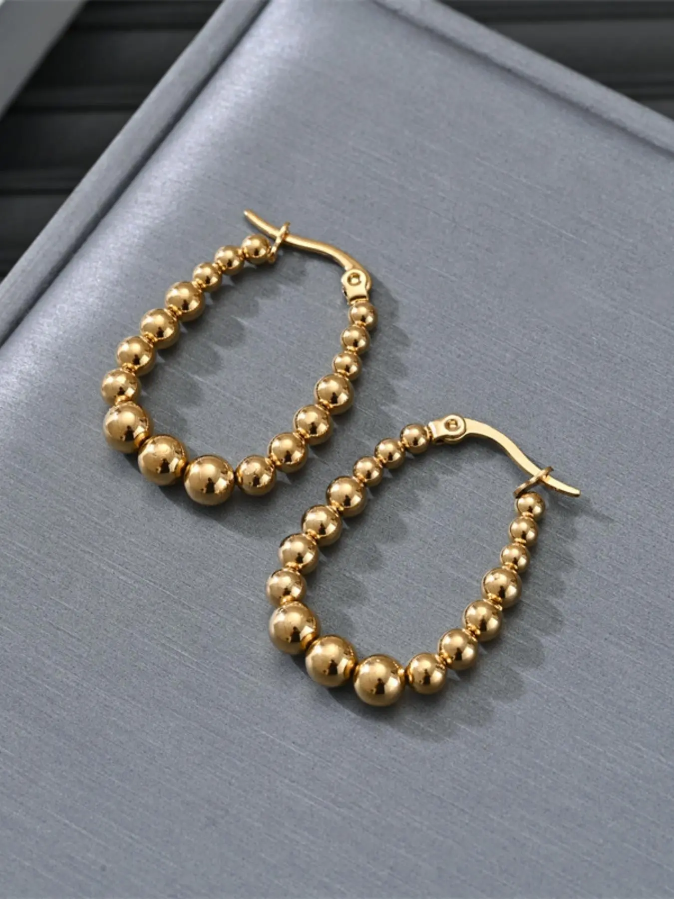 Gradient Gold Bead Earrings, Simple Luxe Vintage Style, Daily Date Decoration, Elegant Gift for Women, Versatile Commute Jewelry, Beaded Earrings, Trendy Jewelry