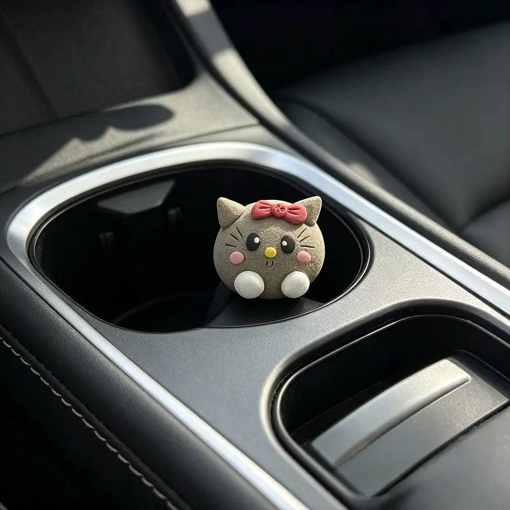 Cute Cat Car Air Vent Freshener, Cartoon Kitty Auto Interior Decoration, Mini Fragrance Stone Ornament, Creative Car Air Outlet Aromatherapy, Lovely Car Accessory Gift for Women