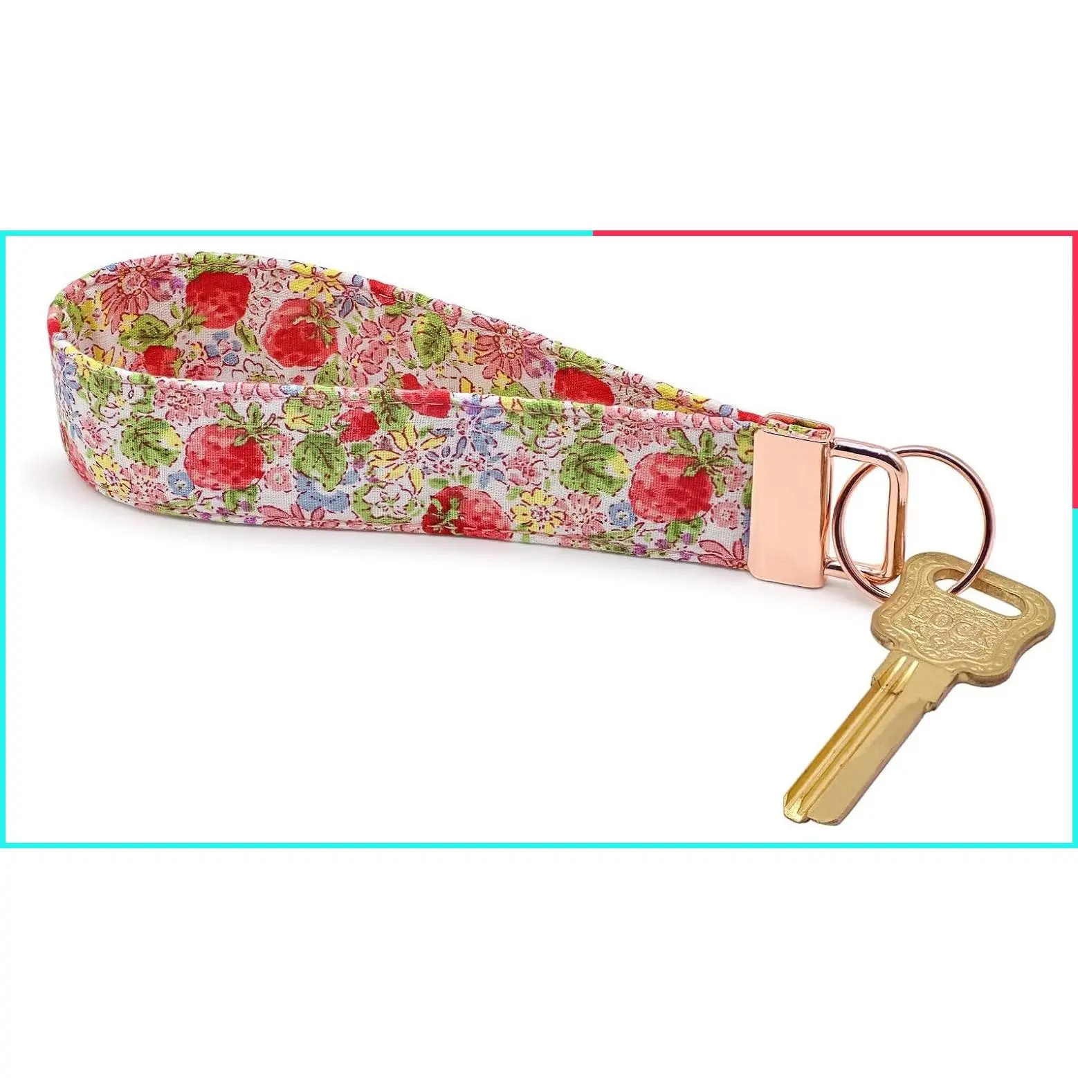 Fabric Wristlet Keychain Holder, Short Lanyard for Keys, Wallet and Car Accessories