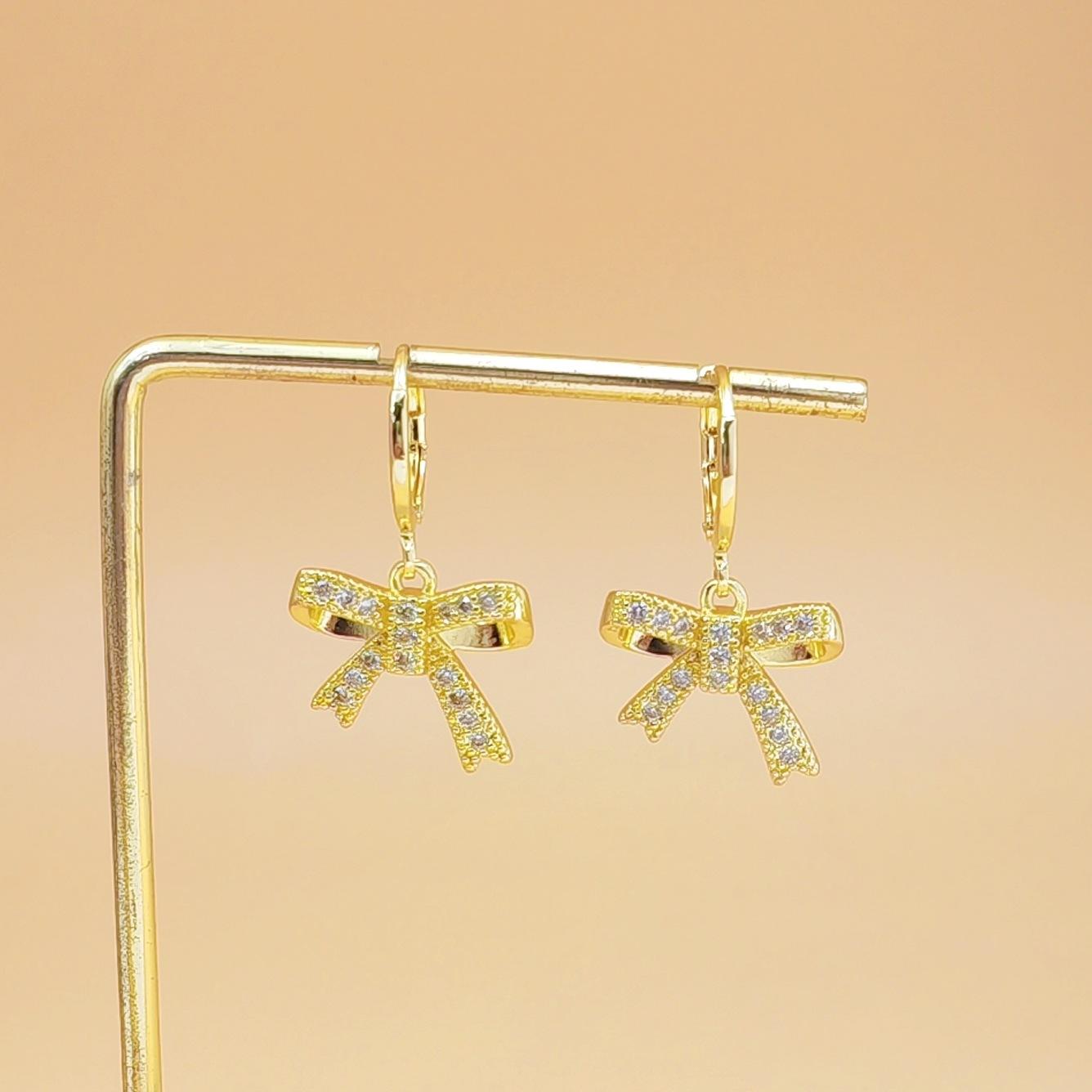 Elegant Bow Dangle Stud Earrings for Women Minimalist Trendy Jewelry Dainty Chic Aesthetic Accessory Perfect as Best Friend Birthday Gifts & BFF Friendship Presents