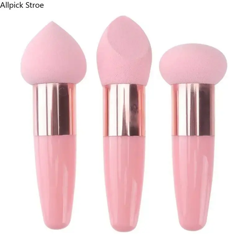 3PCS Handle Makeup Sponge Blender Set, Silicone Blend Soft Applicators for Foundation/BB Cream, Concealer, Contour, Smooth Airbrush Finish, Reusable Tools for Daily Beauty Routine