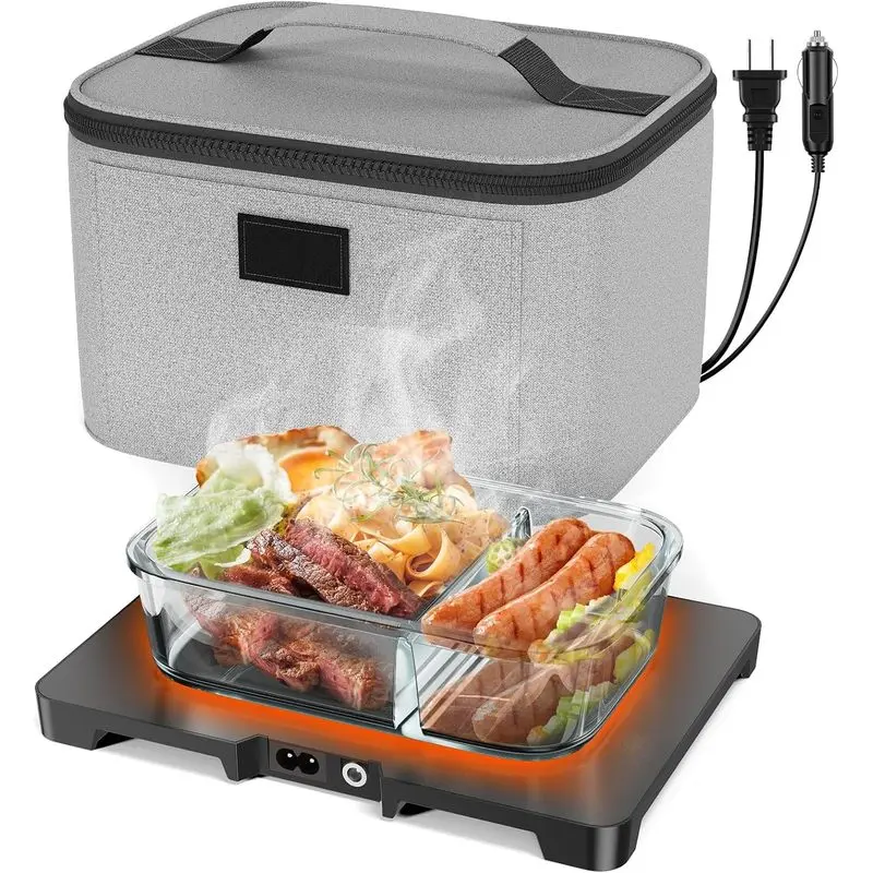 Electric Lunch Box Food Heater 3-in-1 12V 24V 110V Portable Heated Lunch Box and Food Warmer for Car Truck RV Office Work Camping Travel