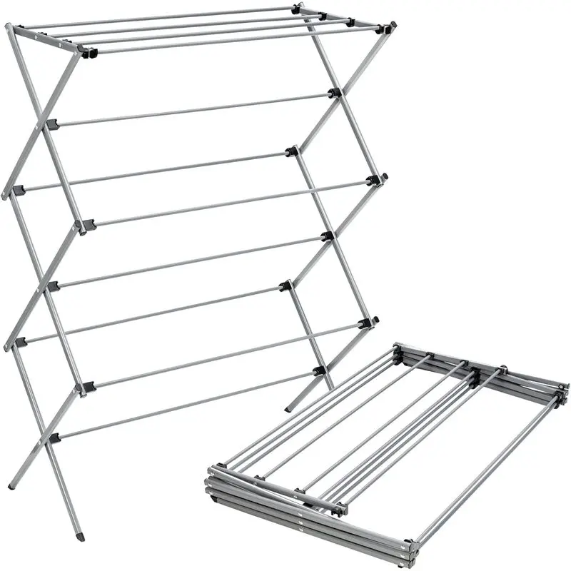 35-Inch Oversized Clothes Drying Rack, Collapsible Foldable Steel Laundry Airer with 50 lb Capacity for Indoor Outdoor Use, Towels & Bedding