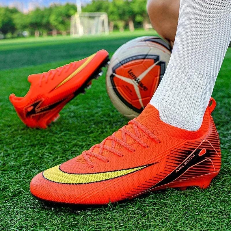 New Men Football Boots Cleats Shoes Soccer Long Spikes Training Ultralight Outdoor Drop Soccer Shoes FG Non-Slip