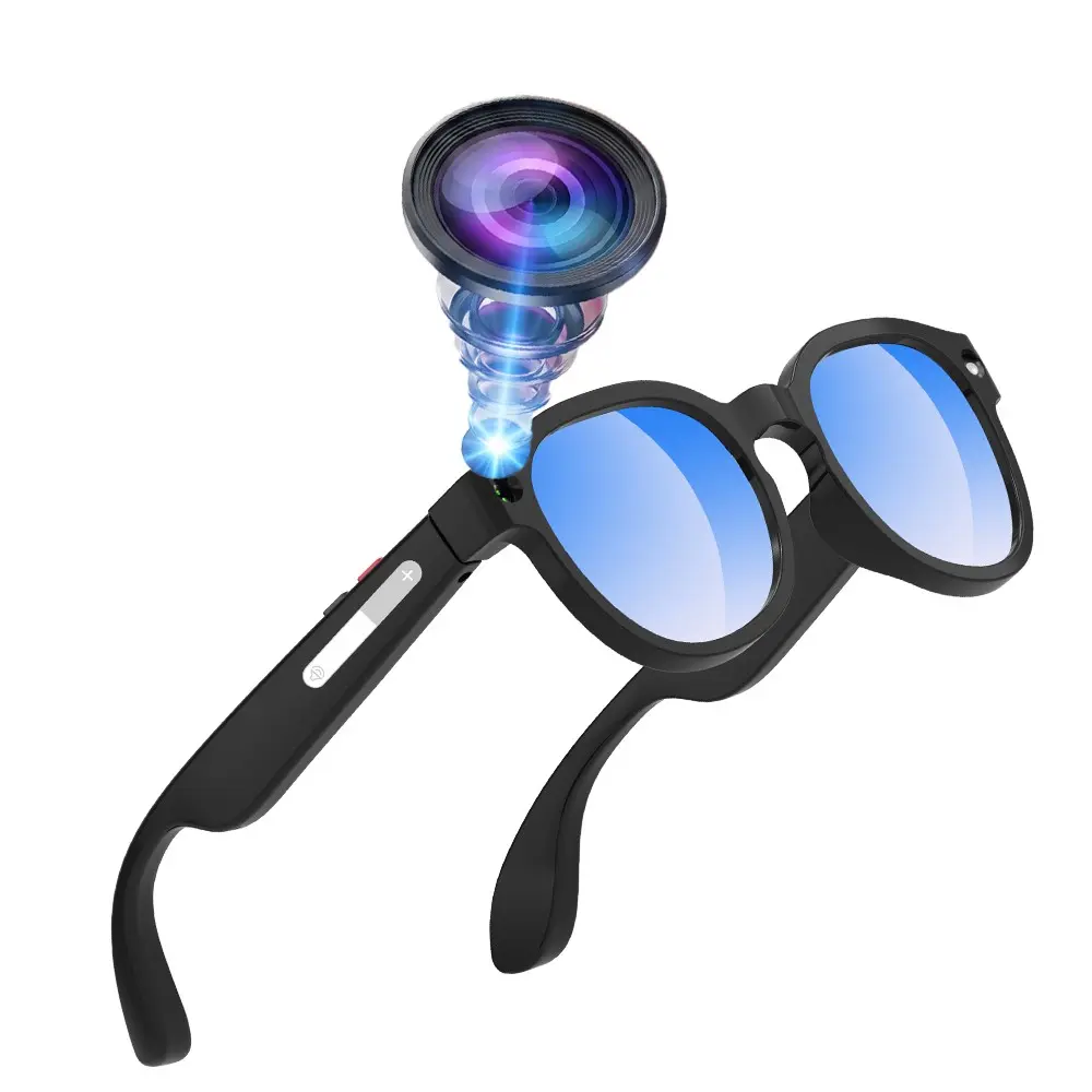 Bluetooth Smart Glasses with Camera, Anti-Shake Camera,  Video Recording, 270Mah Battery ,Hands-free Bluetooth Calling,Music Control, AI Translation ,3 Lens Total(Sunglasses +Anti-Blue Lens+Gradient ),AI Glasses