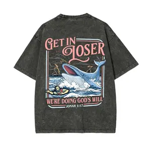 We’re Doing God’s Will Double Sided Unisex Graphict Washed T-Shirt Personalized Pattern Y2k Clothing Round Neck Washed T-Shirt,Women's Clothing 100% Cotton, Menswear, Top, Vintage Style,Summer Casual Oversized