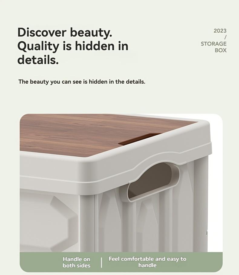 Outdoor Multifunctional Storage Box with Wooden Lid, Large-capacity Organizer, Portable Picnic and Camping Box, Stackable Storage Box, Holiday Gifts Suitable for People.