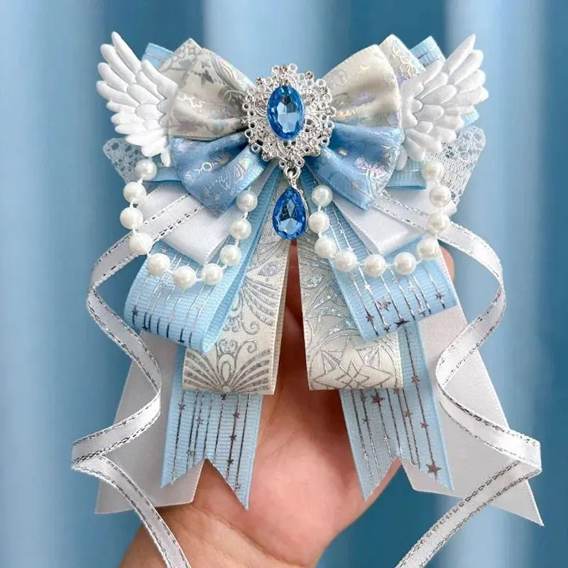 Original Handmade Polyester Bows for Female, Synthetic Fabric Clip-On Collar Flowers - DIY Accents for Clothing, Bags & Concert Light Sticks, Lolita, Acrylic, Angel Wings, Nylon, Bow Tie Clips, Decorative Clothing Clips Fashion Accessory Sets