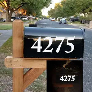 Reflective Mailbox Numbers Sticker Decal  Cut Elegant Style Vinyl Number 4" Self Adhesive 2 Sets for Mailbox, Signs, Window, Door, , , , Business, Address Number
