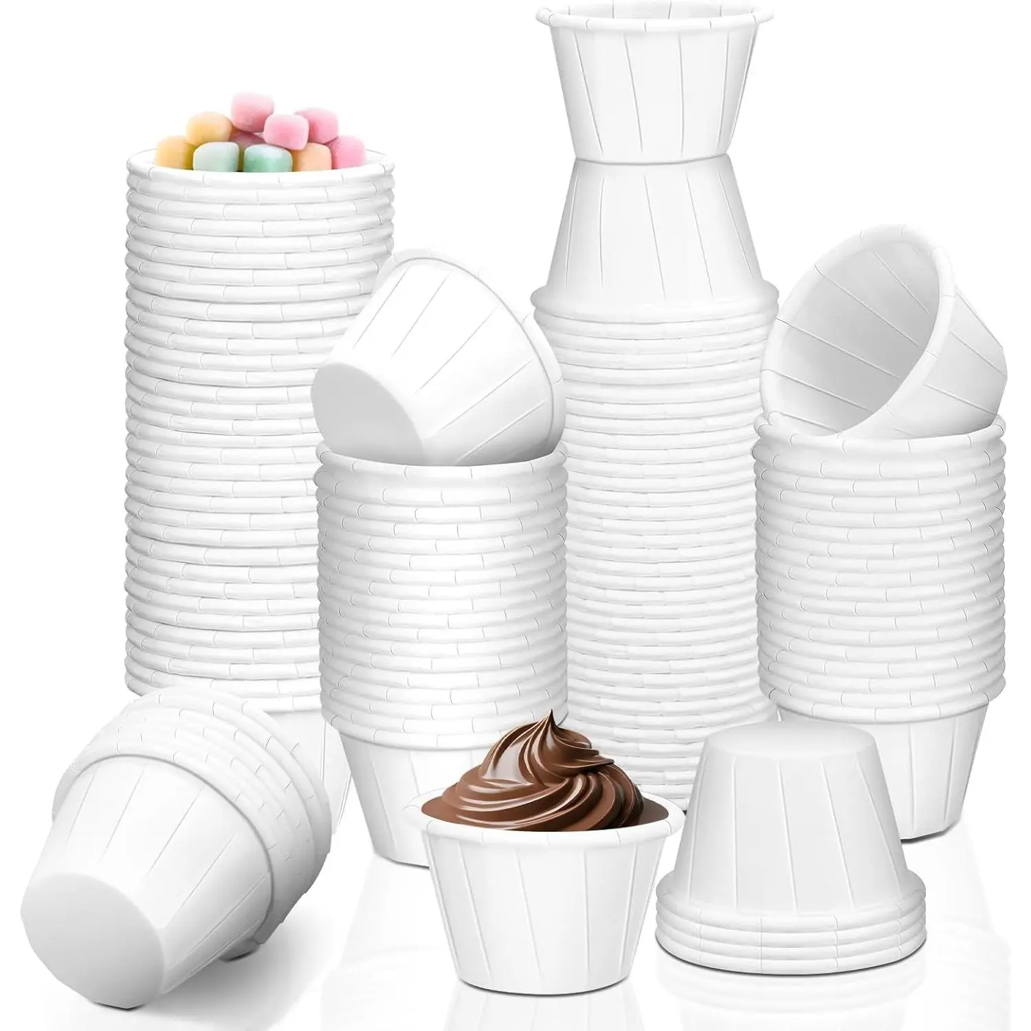0.5 oz Paper Souffle Portion Cups [Pack of 400], Mini Disposable Condiment &  Cup, 1/2 Ounce Paper Sample Cups for Ketchup, Sauce, Pills, Tasting Samples, Desserts Serving, Jello Shot
