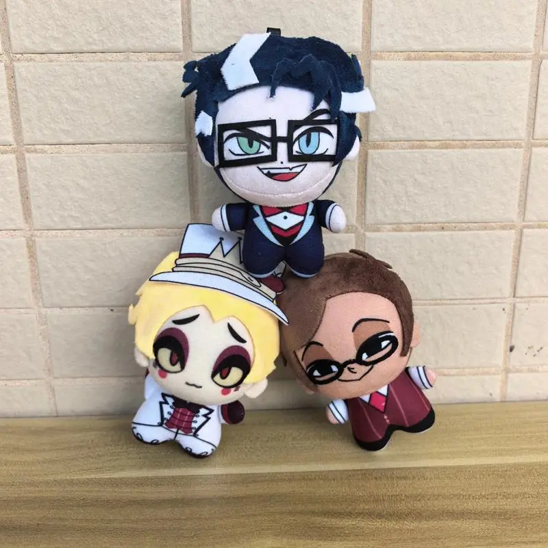10cm Cute Animation Hotel Hazbin Character Smile 3V Vox / Alastor and Lucifer Plush Toys Bag Pendant Keychain Anime Plushie Doll