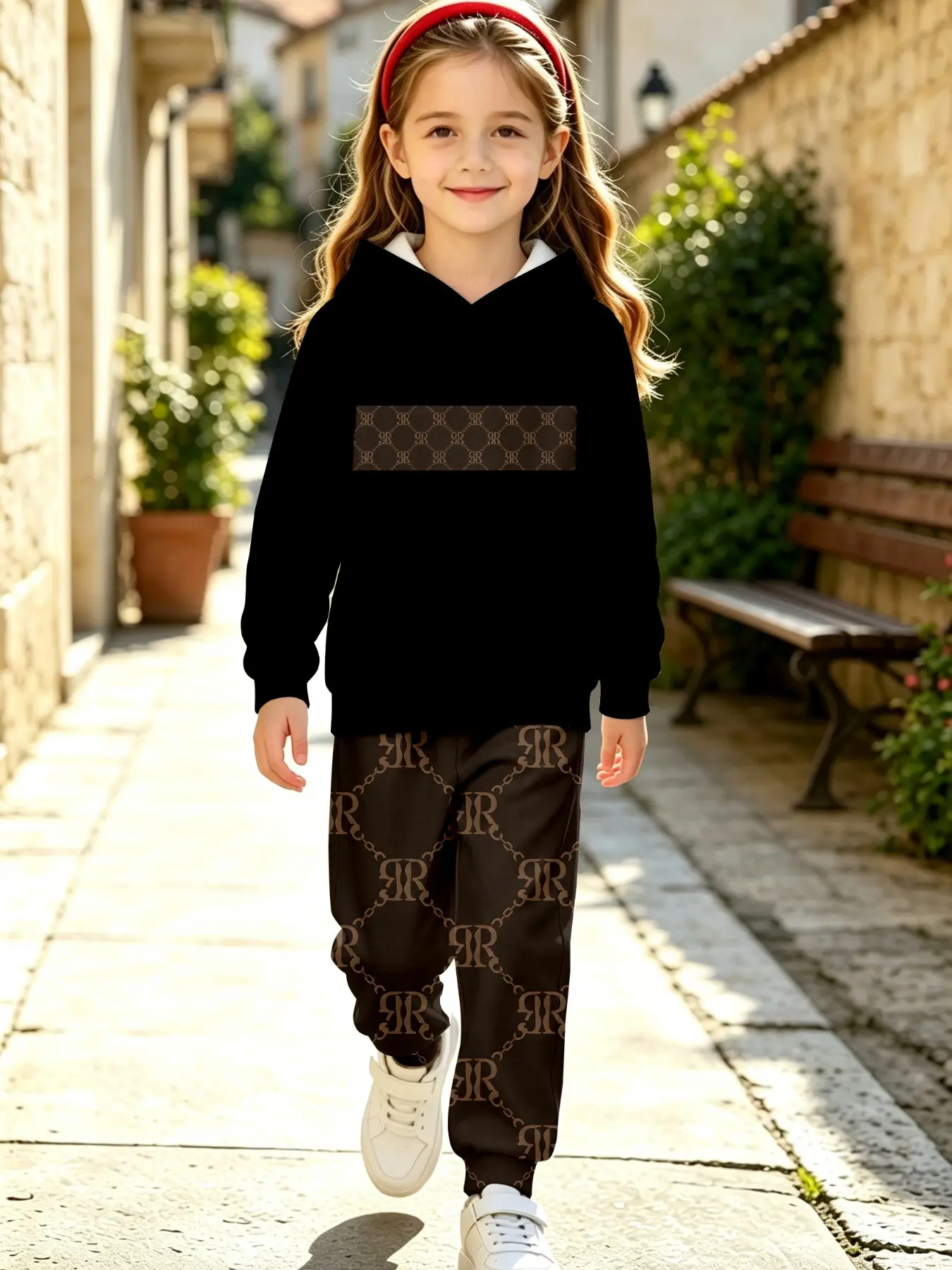 Luxury Retro Hooded Set, High-End Casual Sweatshirt and Pants Two-Piece Set, Long Sleeve, Loose Fit, Fall & Winter