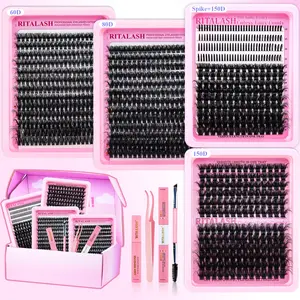 RITALASH 916PCS Mixed Length Individual False Eyelashes Kit, DIY Eyelash Extensions, Natural-Looking Eyelash Extensions with Accessories, Self-Grafting Curling Lashes for Women, Makeup Products