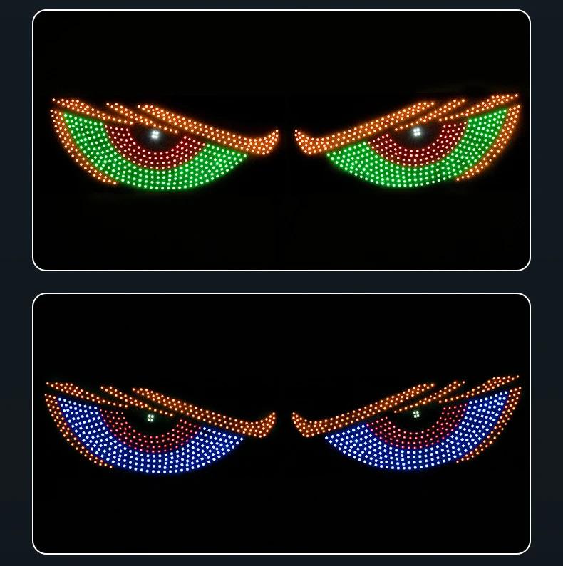 New Car Dynamic Devil's Eye Light Car Sticker Led Display Truck Car Front and Rear Windshield Glass Light Eye Warning Light