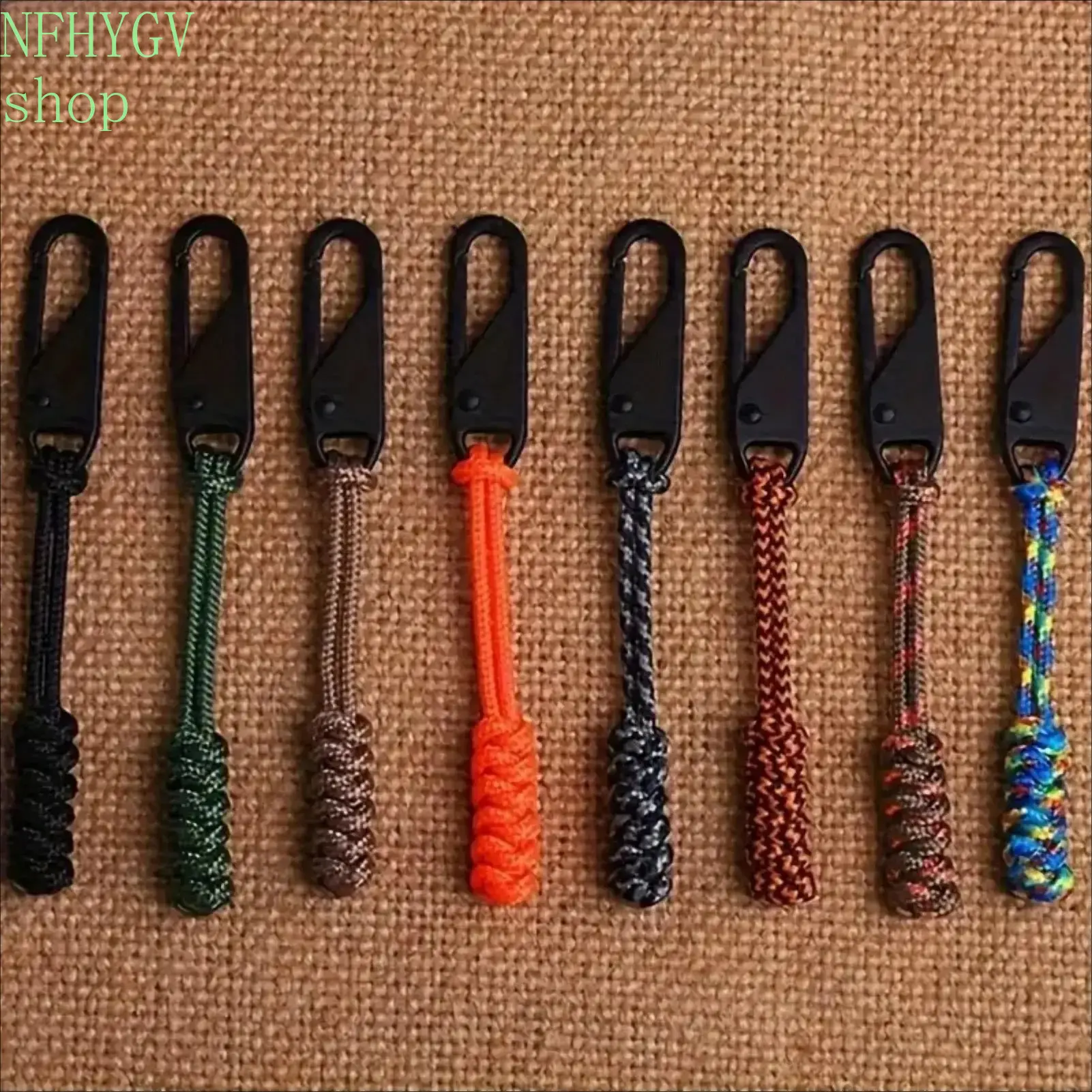 8‑Pack Braided Umbrella Cord Zipper Heads, 3.9 Inch Replaceable Metal Sliders With Polyester Core, Random Mixed Multi‑Color Zipper Repair Parts for Fashion And Costume Jewelry Accessories