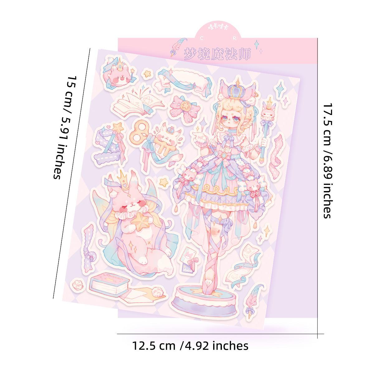 Room Decor Cute Cartoon Girl Pattern Sticker, Waterproof Self Adhesive Decorative Sticker, Fun Decor Sticker for Gift Greeting Card Water Bottle Laptop Phone DIY Scrapbooking Journal Making
