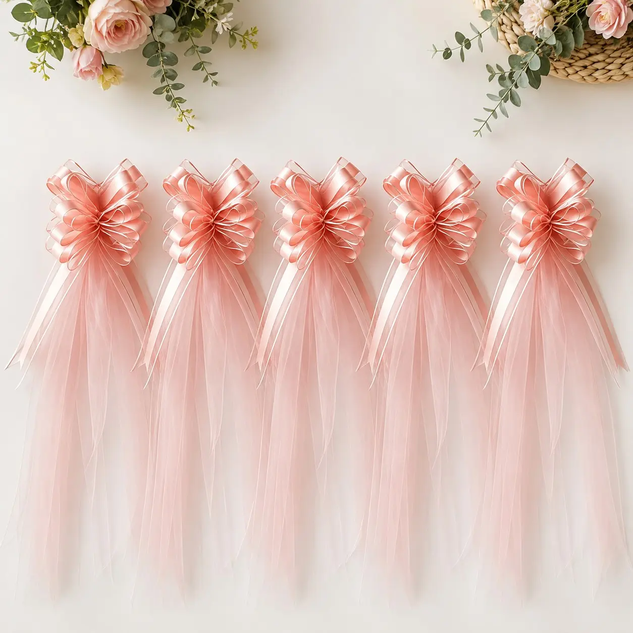 5-Piece Bow Chiffon Ribbon Decor Set, Perfect for Weddings, Parties, Birthdays, Chair and Curtain Accessories, Home Kitchen Temu