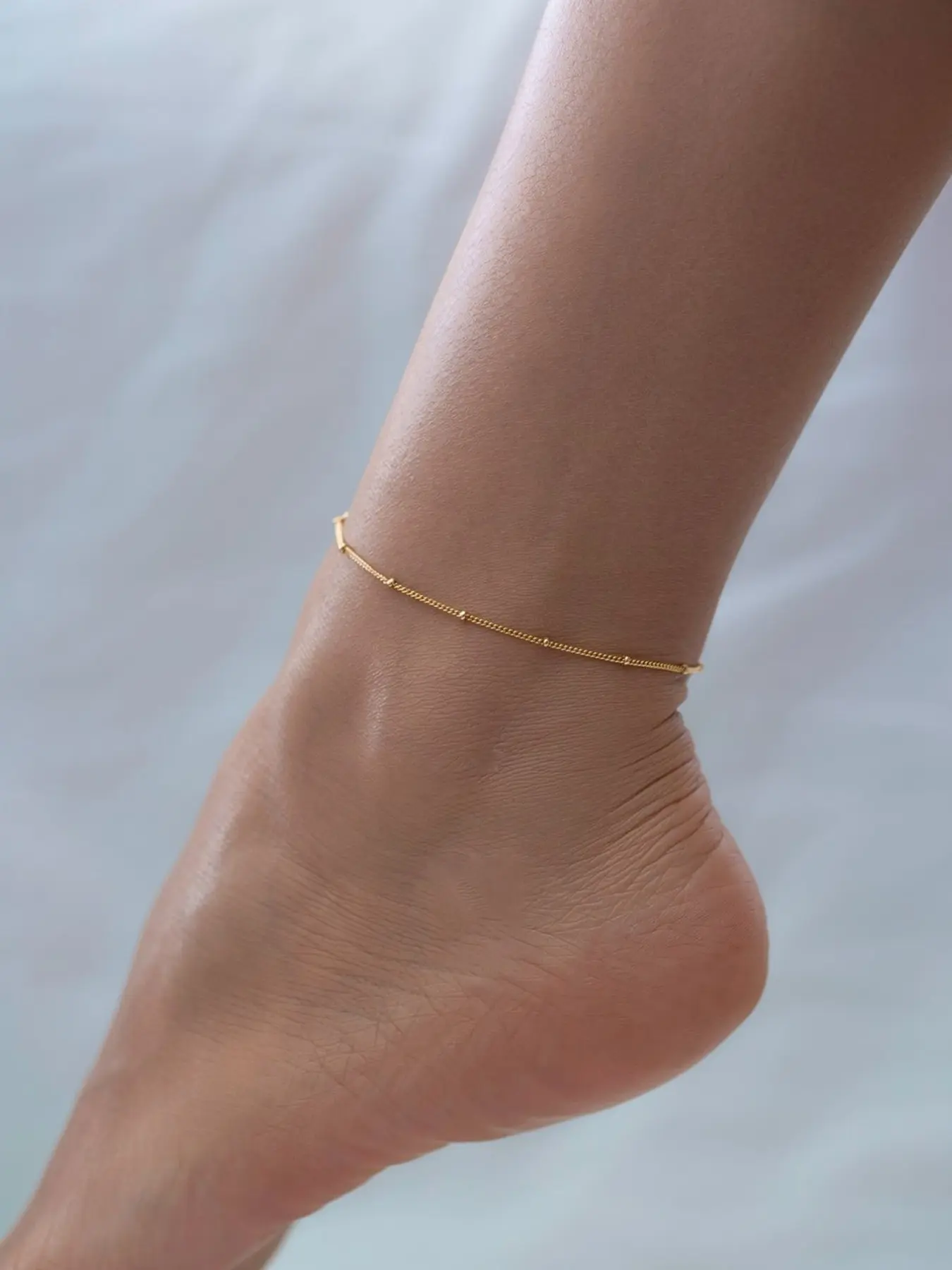 Women's Simple Beach Style Anklet, Stainless Steel Chain with Small Beads, Daily Accessory Gift, Random Bead Count, Fashionable Jewelry Accessories