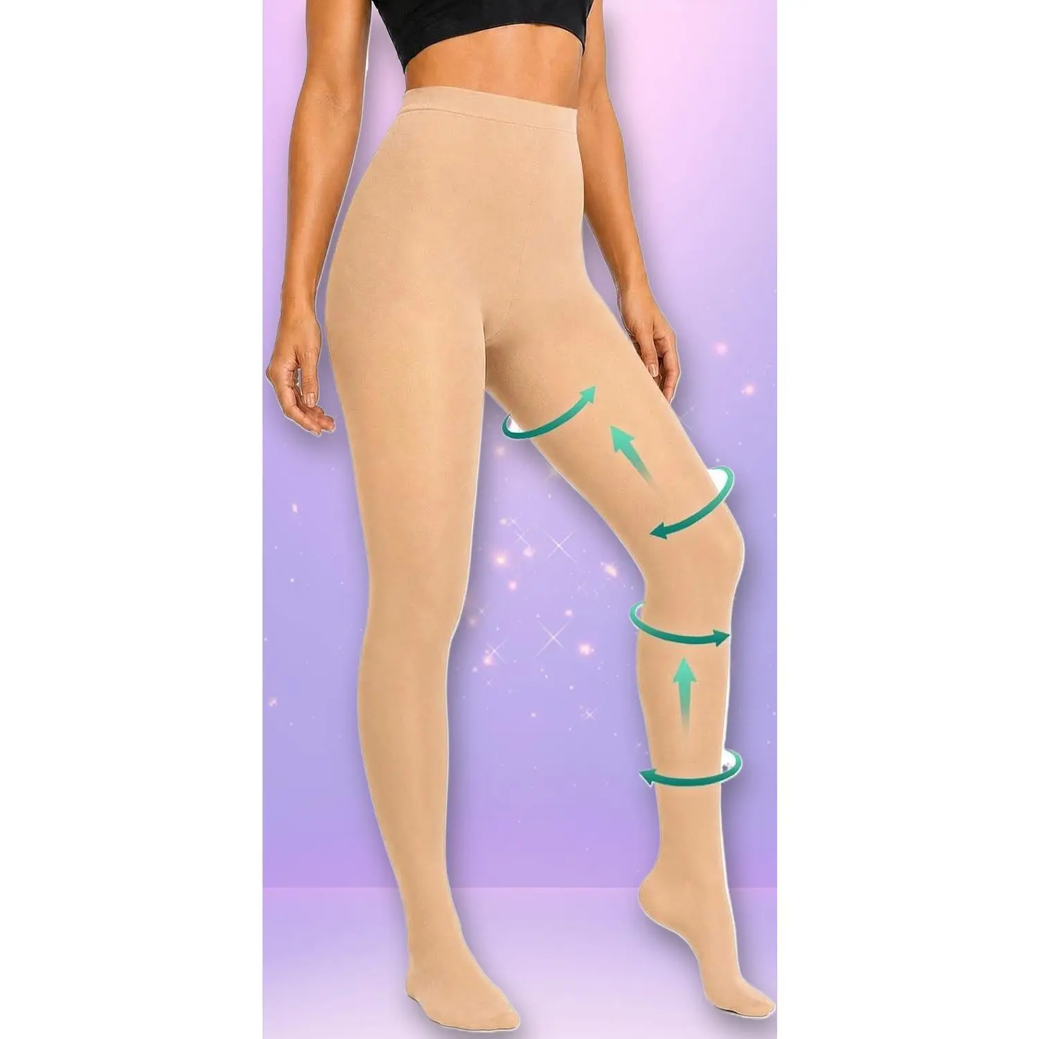 Women's 20-30 mmHg Graduated Compression Pantyhose, Closed Toe Support Tights for Edema, Varicose Veins & Leg Swelling