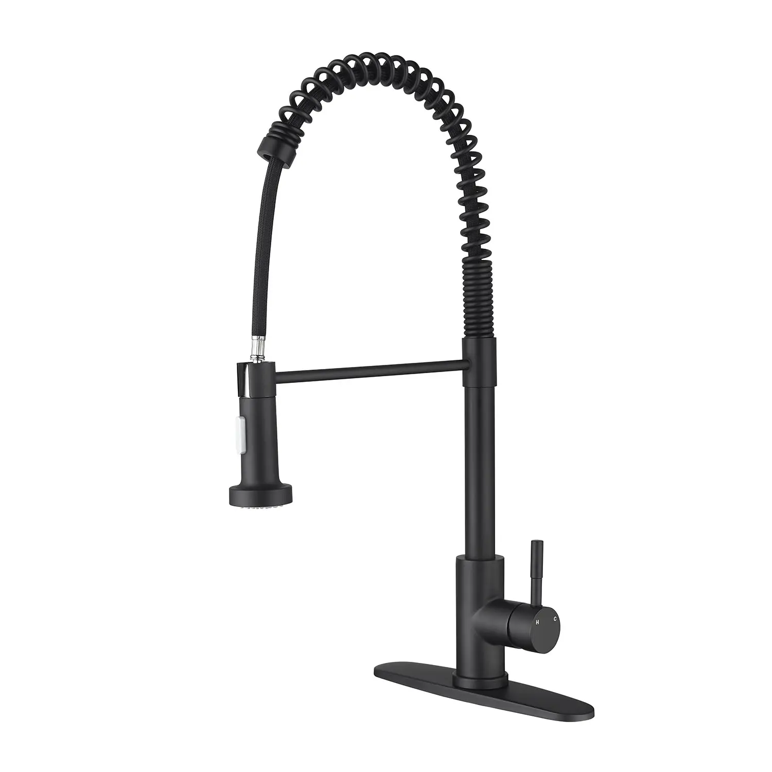 Brushed Nickel Stainless Steel ARCH Pull-Down Single Handle Spring Kitchen Faucet with Sprayer, High Arc Spout, 360° Swivel, 18–22 Inches Pull-Down Tap, Easy Install, 1-Pack for Kitchen Sink (Home Improvement Fixture)