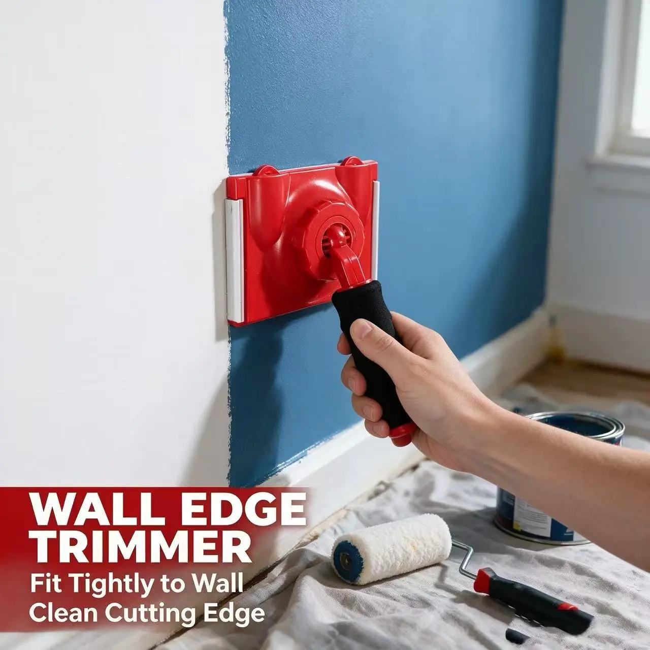 Professional Latex Paint Brush with Extension Rod, Multi-Functional Wall and Ceiling Corner Painting Tool, Plastic Fiber Bristles