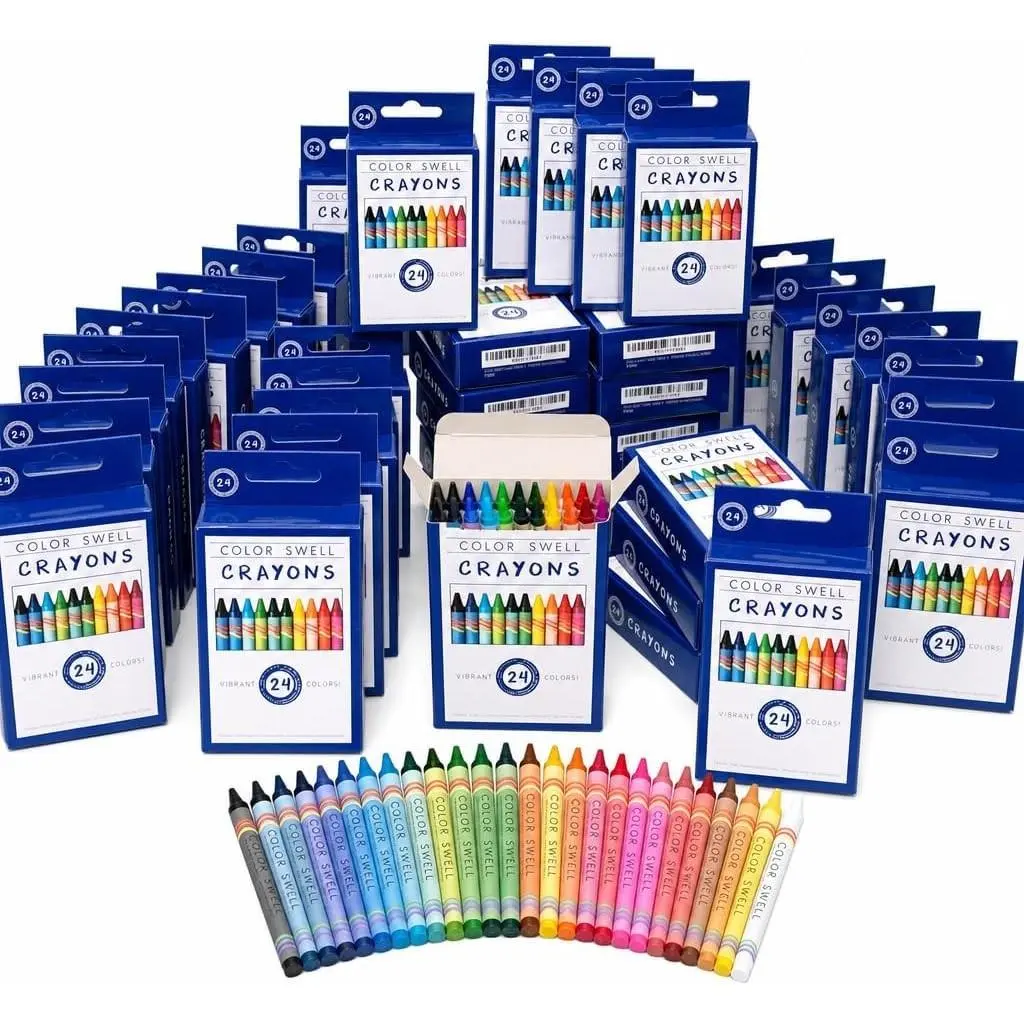 Color Swell Bulk Crayons, 36 Packs, 24 Colors Per Pack (864 Total)