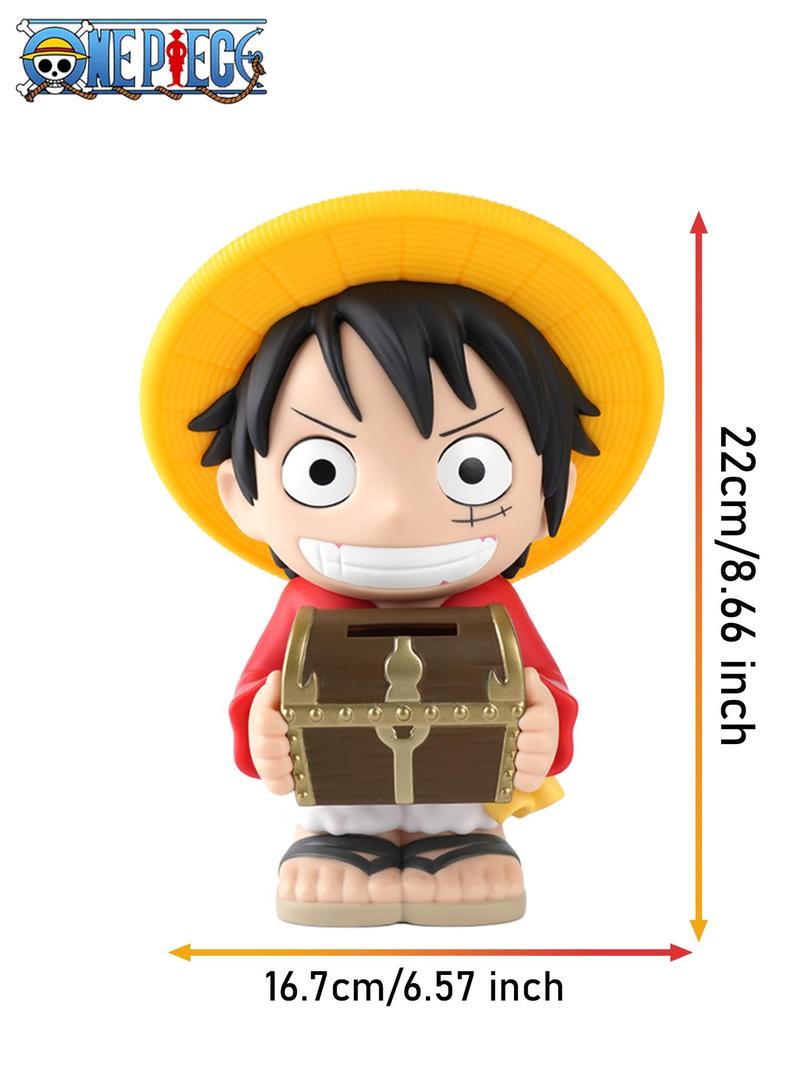 L-One Piece Officially License Luffy Figural Bank Piggy Bank Accessories Coin Bank PVC High Quality Anime Movie Peripheral Collectible Merch Home Bedroom Desktop Decoration One Piece Decor Birthday Gift for Fans