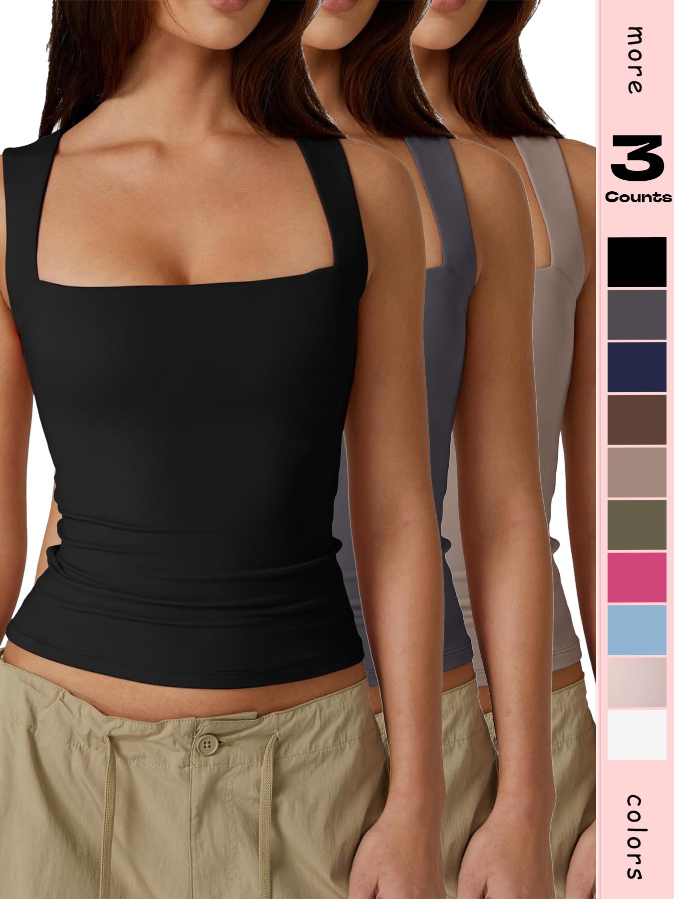 Women's Solid Square Neck Loungewear Top, Casual Slim Sleeveless Basic Top for Daily Wear, Ladies Sleepwear & Loungewear for All Seasons, Minimalist, Casual Comfy Camisole, Cami Tank Top, Camisole Shirts, Camisole Tank Tops
