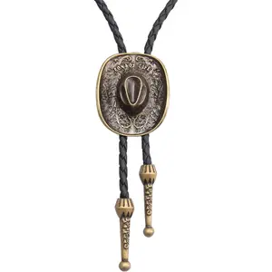 Turquoise Stone Bolo Tie with Leather Rope Western Cowboy Tie Unisex Accessory Groomsmen Gift  Him