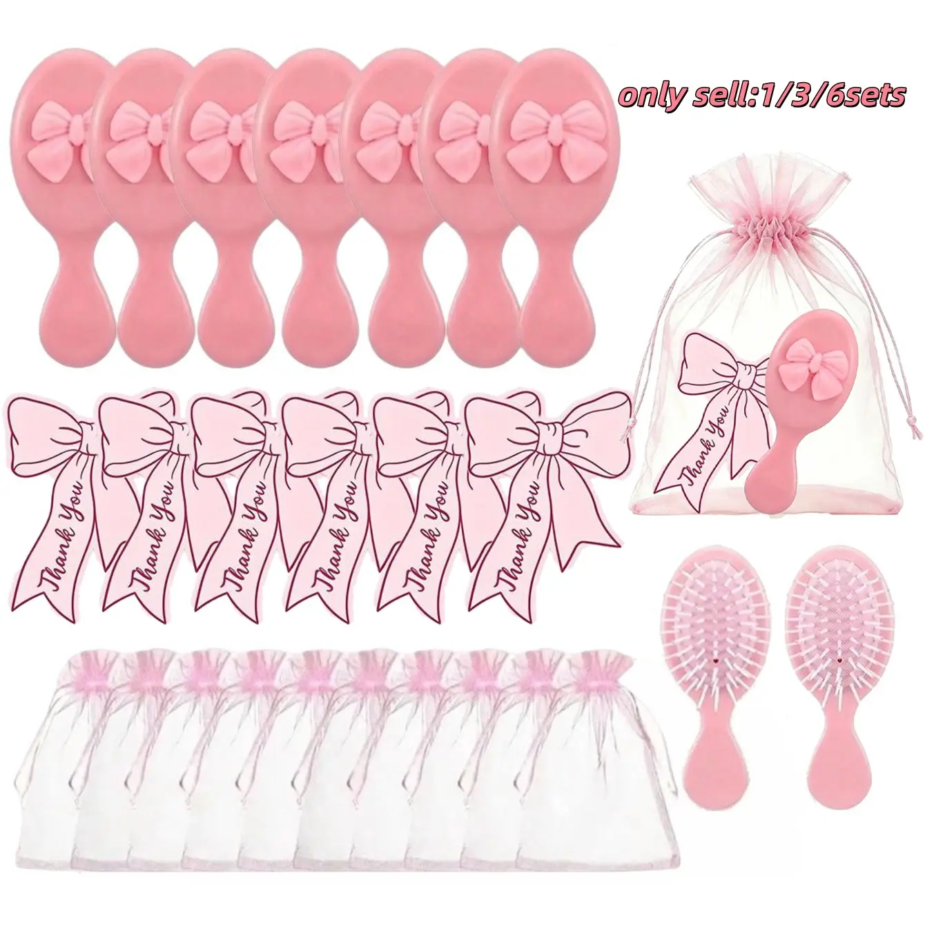Mini Hair Comb Set, Bow Travel Comb, Foldable Mirror Included, Portable Pocket Size, Perfect Gift for Girls, Ideal for Holidays & Events