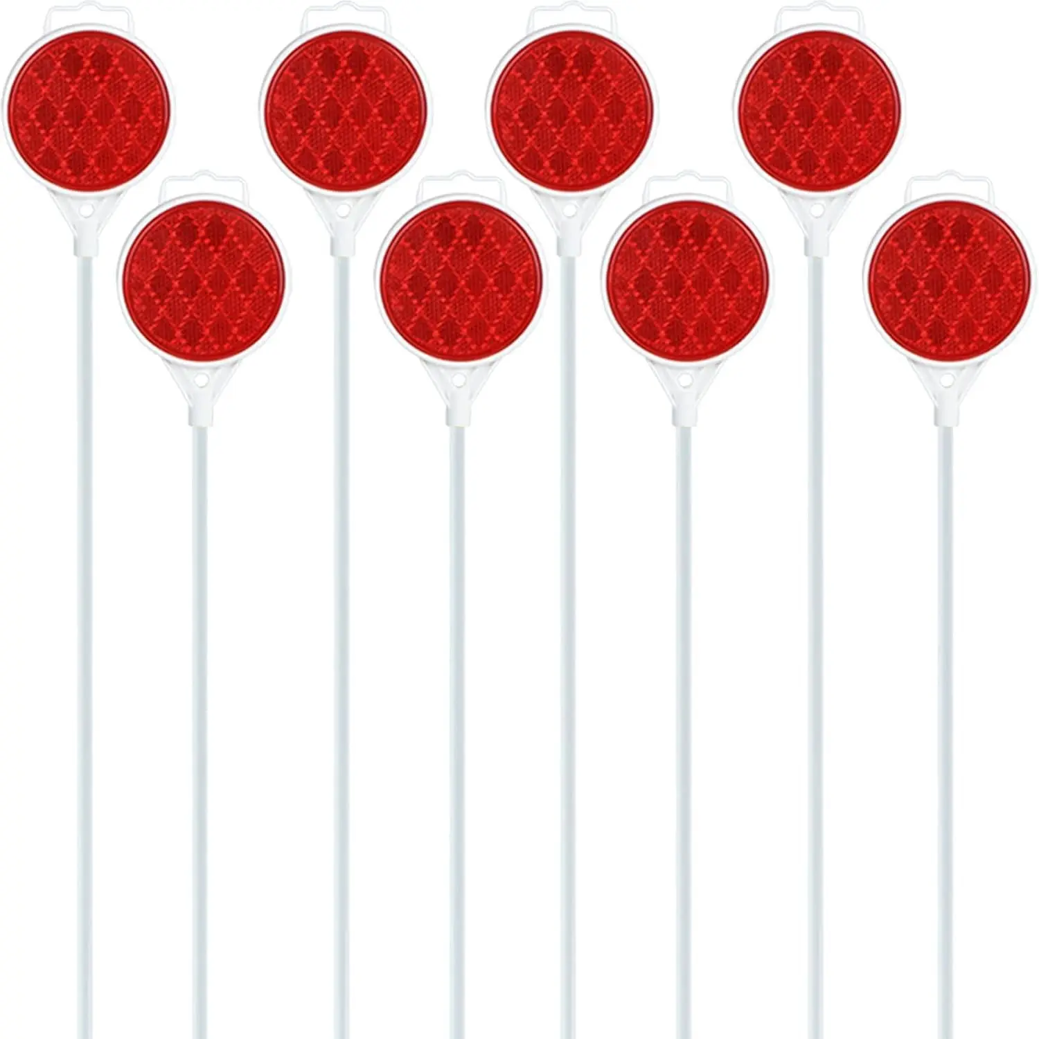 43 Inch Reflective Driveway Markers with Flexible Fiberglass Rods, 8 Pack Snow Plow Markers with Red 2-Way Reflectors for Driveways, Roads and Property EdgesGift