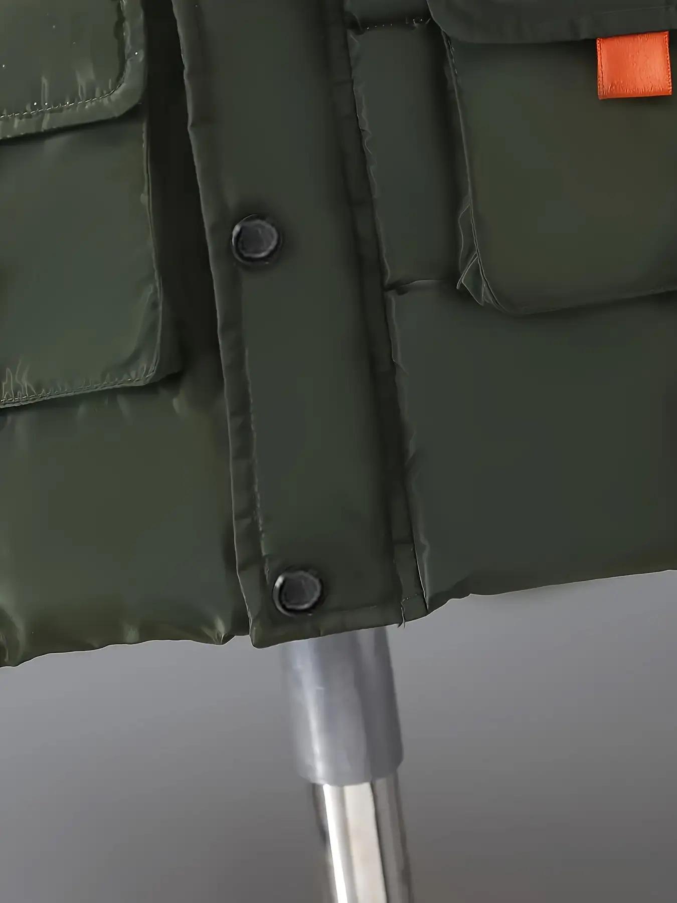 Boys' Winter Warm Hooded Jacket with Full-Zip Front, Elastic Cuffs & Pockets - Heavy-Duty Outerwear for Cold Weather, Casual Outdoor & Everyday Wear, Winter Jacket For Boys, Cold Weather Apparel, Stylish Winterwear, Durable Winterwear, Warm Coat