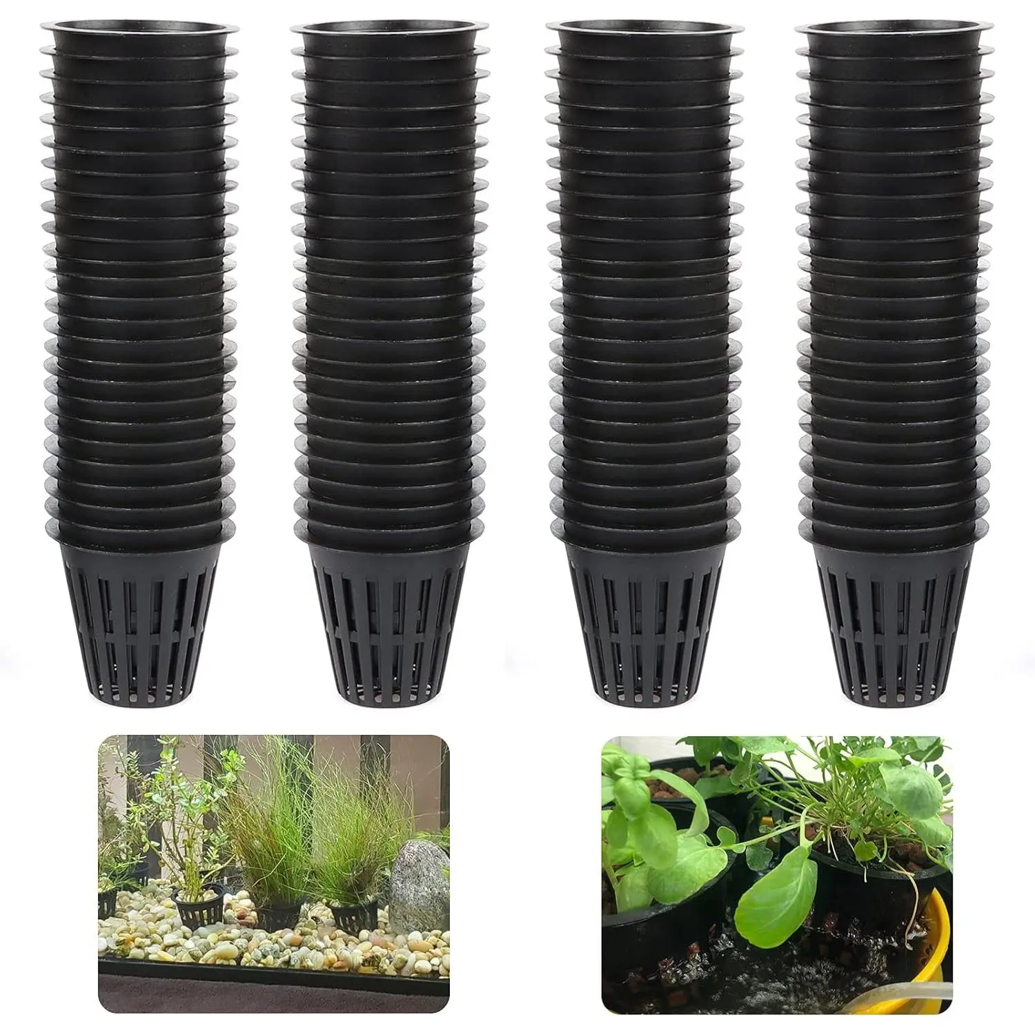50PCS 2 Inch Garden Slotted Mesh Net Cups, Round Heavy Duty Net Cups Pots for Hydroponics Slotted Mesh