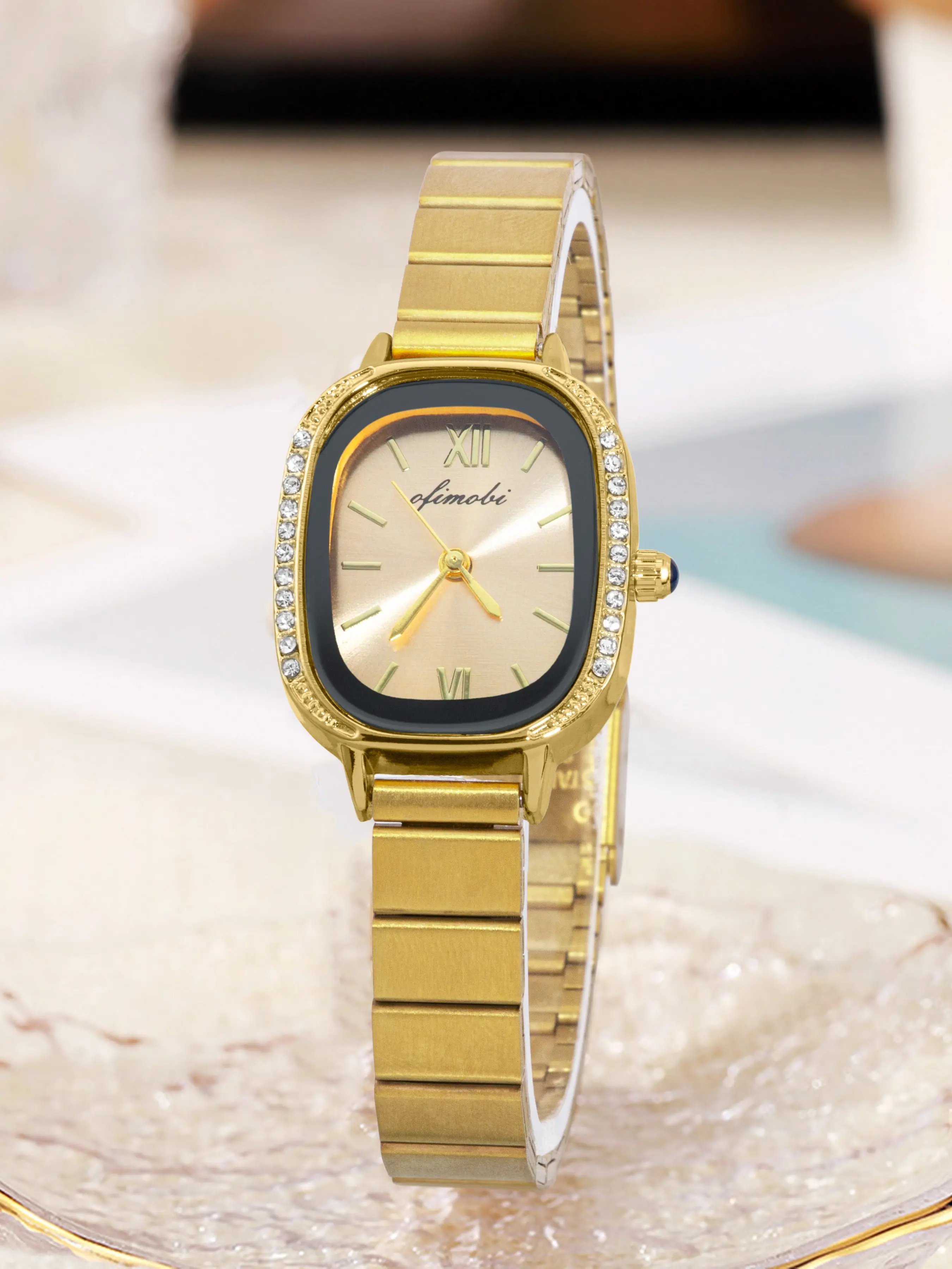 OFIMOBI Gold Watch for Women, Small Dainty Vintage Luxury Watches, Woman Casual Dress Mini Watch, Fashionable Analog Watch, Stainless Steel Wrist