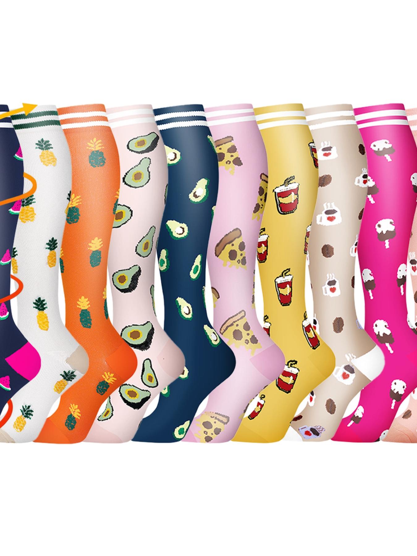 10 Pairs Unisex's Compression Socks, Athletic Running Socks, Sports Socks for Running, Nurses, Pregnant Women, Comfy Breathable Sports Socks for Daily Wear