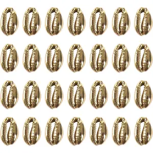 50 count Alloy Cowrie Seashell Beads  Color Metal Sea Shells for DIY Crafts, Bracelet, Necklace